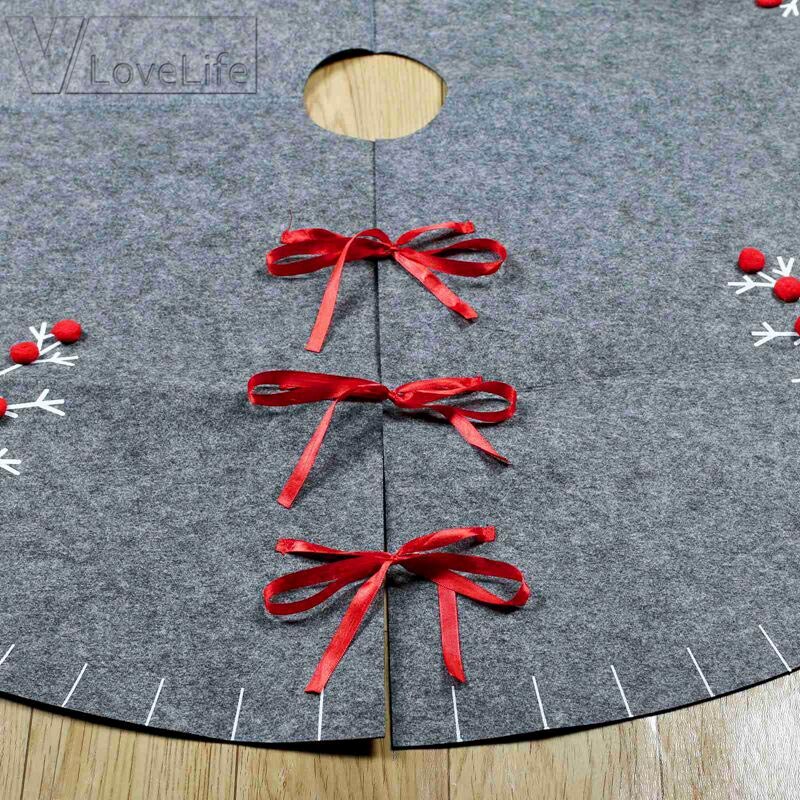 48 inch Felt Applique Christmas Tree Skirt Kit Round Grey Christmas Tree Skirt Year Christmas Party Decorations