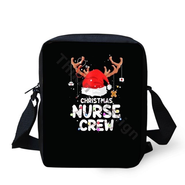 Kerst Verpleegkundige Crew Prints Patroon Schouder Tas Voor Meisjes Crossbody Telefoon Bag Coin Boodschappentassen Mochila: ALP2573E