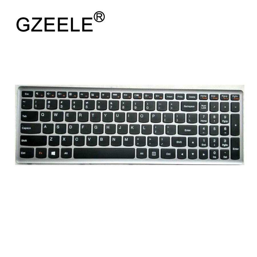Gzeele us keyboard til lenovo ideapad  z500 z500a z500g p500 p500a laptop us engelsk laptop keyboard sølv uden baggrundsbelysning