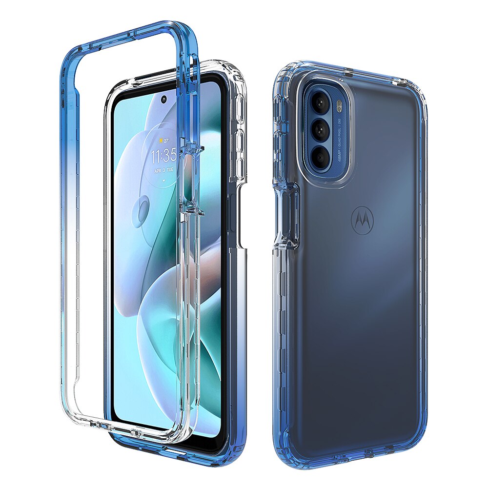 For Motorola Moto G31 G41 G51 G71 5G Case Rugged Armor Hard Plastic Soft TPU Transparent Acrylic Shockproof Back Cover Fundas: For Moto G51 5G / Blue
