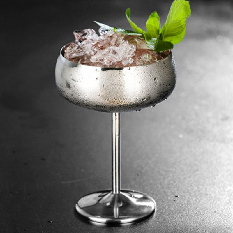 1 stk luksus 304 rustfritt stål cocktailglass cocktail juice drikke champagne beger fest barutstyr kjøkkenverktøy sølv: misligholde tittel