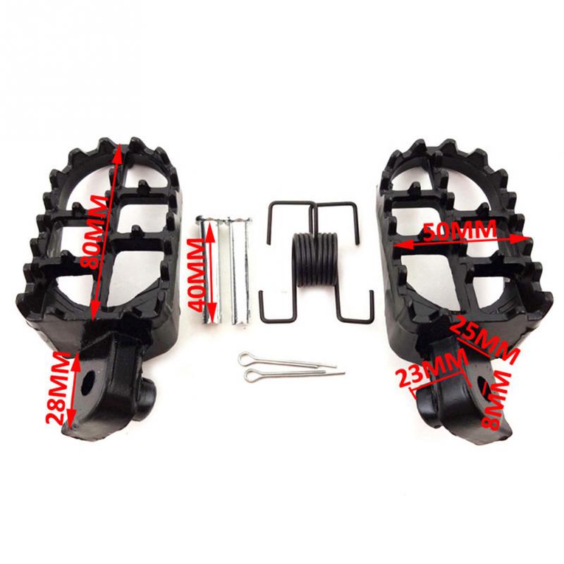 2PCS Footrests Foot Pegs Motorcycle Irony Wide Motocross Black Aluminium Pads