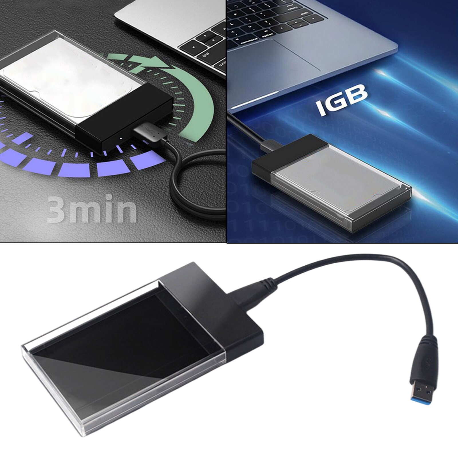 SATA to USB 3.0 Hard Drive External Hard Drive Lay 2.5-Inches Mobile Box for Tool-Free Laptop PC Computers