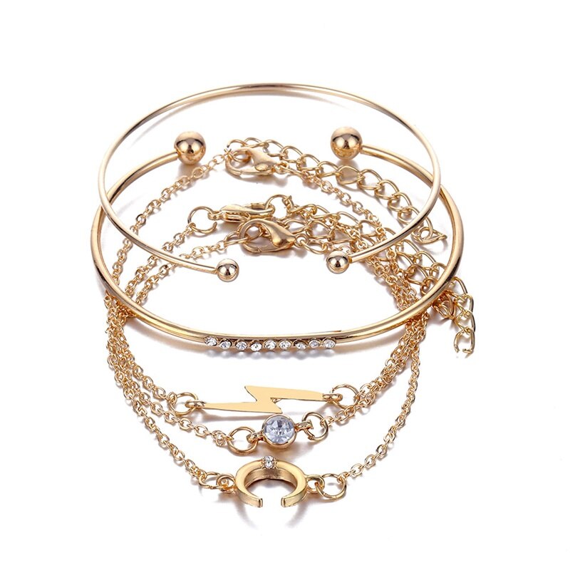 Vienkim Fascino Femminile di Nuovo Modo di Personalità luna Lampo Braccialetti Del Polsino Del Braccialetto Del Braccialetto Dei Monili di colore dell'oro per Le Donne Femme