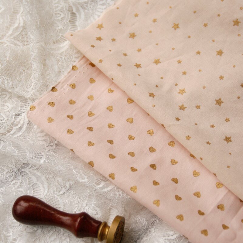 Tissu en coton Mini étoile dorée 50cm x 140cm/pièce, vêtements pour robe chemise, tissu pour rideau de marionnette, matériel fait à la main
