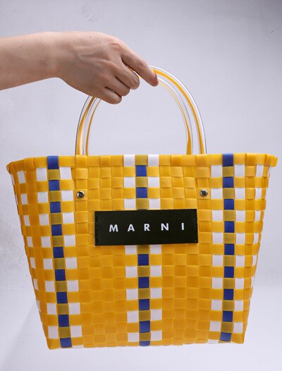 Wicker Basket Top-handle Bags Women Straw Rattan Woven Beach Handbag Totes For Female Leisure Shopping Bag: SJ005-01