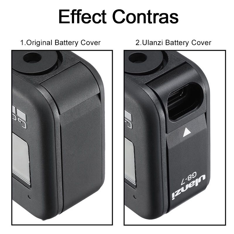 Tapa de batería para Gopro Hero Black 8, tapa extraíble tipo C, puerto de funda de carga para Go pro 8, accesorios