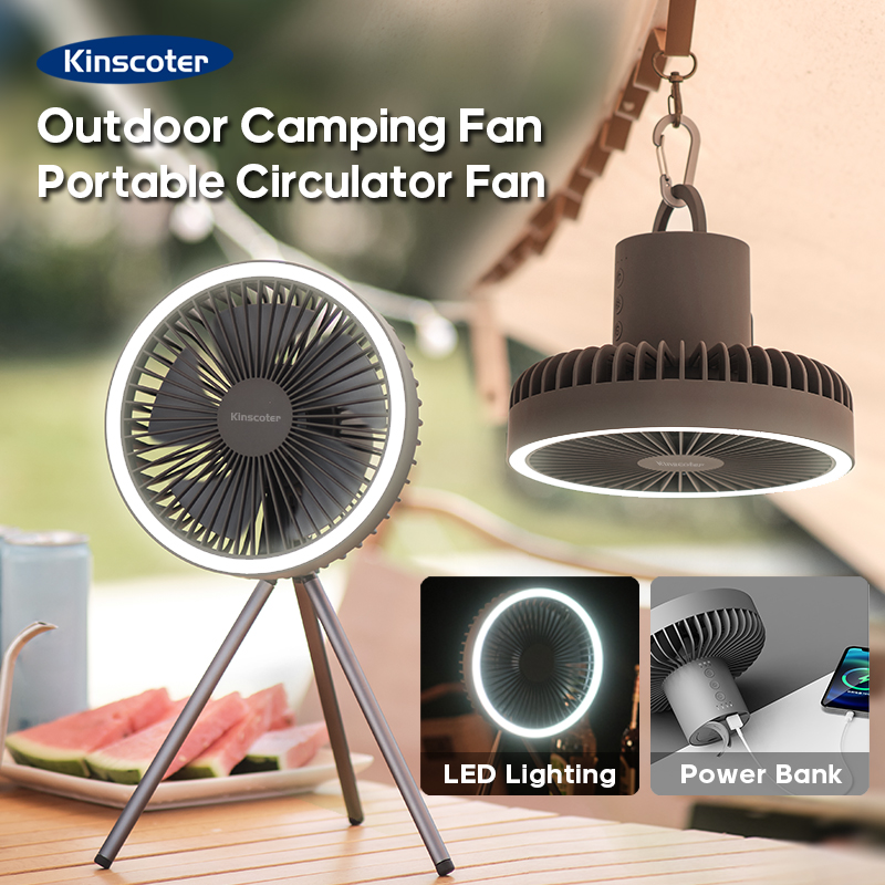Ventilador de Camping de 10000mAh y 4000mAh, circulador portátil de escritorio recargable, ventilador eléctrico de techo inalámbrico con iluminación LED de Banco de energía