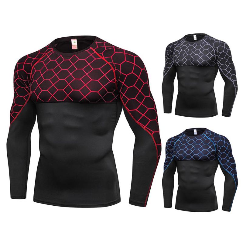Man Quick Dry Compression Shirt Long Sleeves T Shirt Plus Size Fitness Clothing Solid Colorquick Dry Bodybuild Fitness Shirt