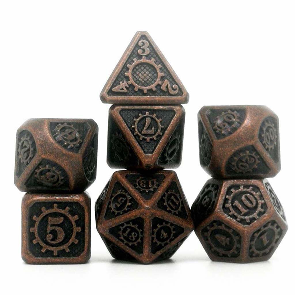 7 stuks/pak meerzijdige zinklegering dobbelstenen voor dragon scales d&d rpg bordspellen