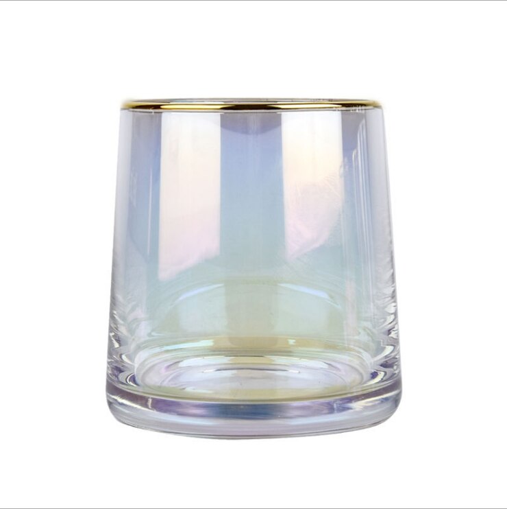 Blyfritt glass whiskyglass varmebestandig husholdning fargerik gullkant glass kopp spiritus vinredskaper: B