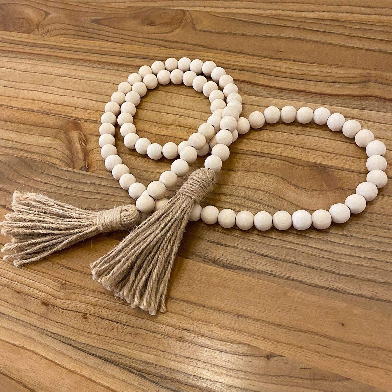 Bohemian Style Tassel Natural Wood Bead Garland Large Wall Hanging Decoration farmhouse garden decoration outdoor home decor