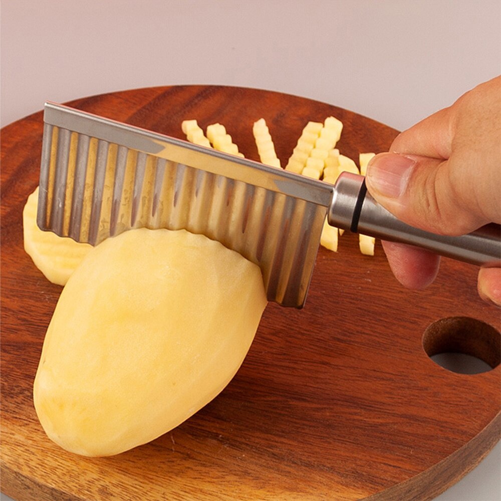 Rimpeluitvoering Cutter Keuken Slicer Rvs Wave Cutter Aardappel Golf Mes Franse Fry Cutter Groenten Koken Tool