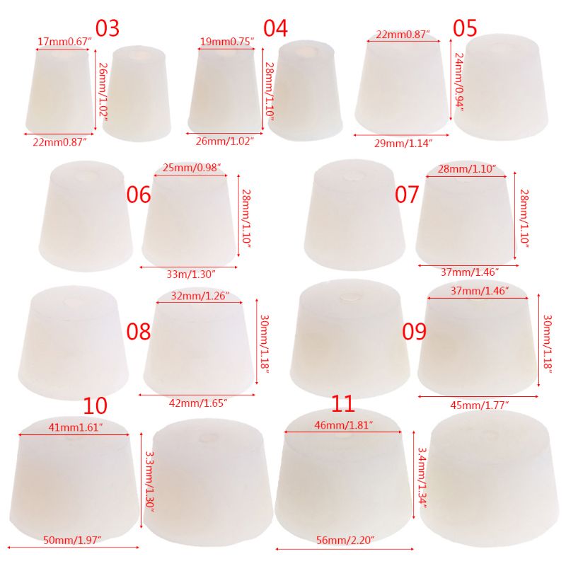 2 Pcs White Silicone Rubber Plug Stopper With Hole Airlock Bubbler Valve Wine Brew