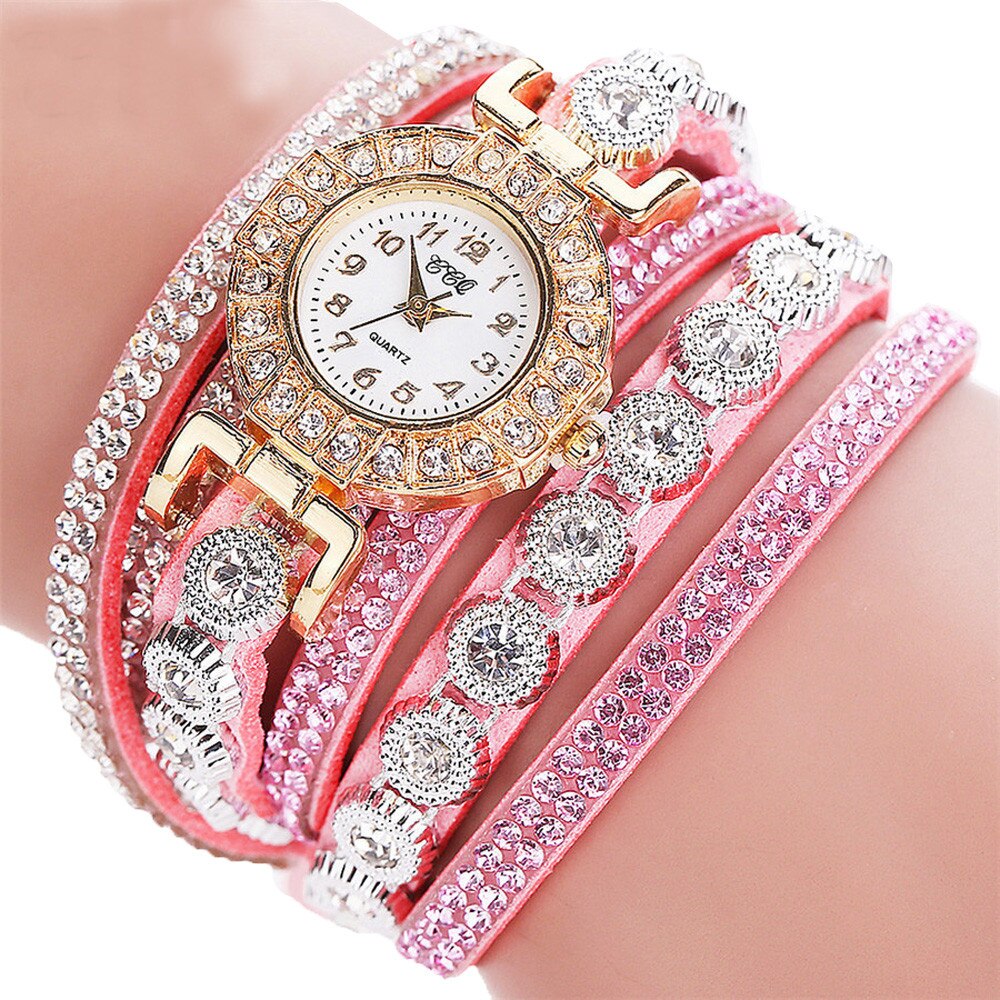 Vrouwen casual analoge quartz armbanden vrouwen strass horloge armband horloge zegarek damski vrouwen horloges reloj mujer: Roze