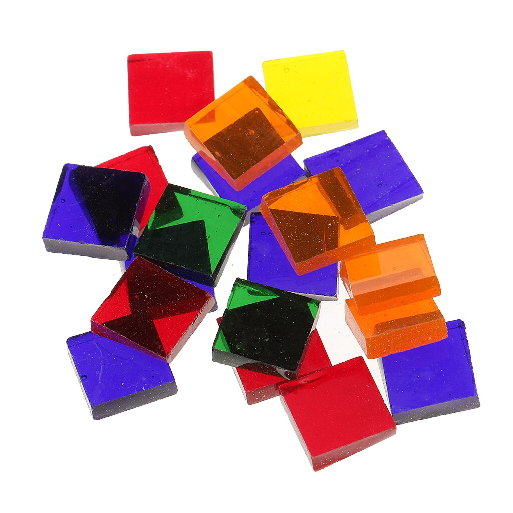 Magnifiques carreaux de verre transparent carrés colorés assortis, pour bricolage, artisanat, mosaïque, environ 320g, 10x10mm