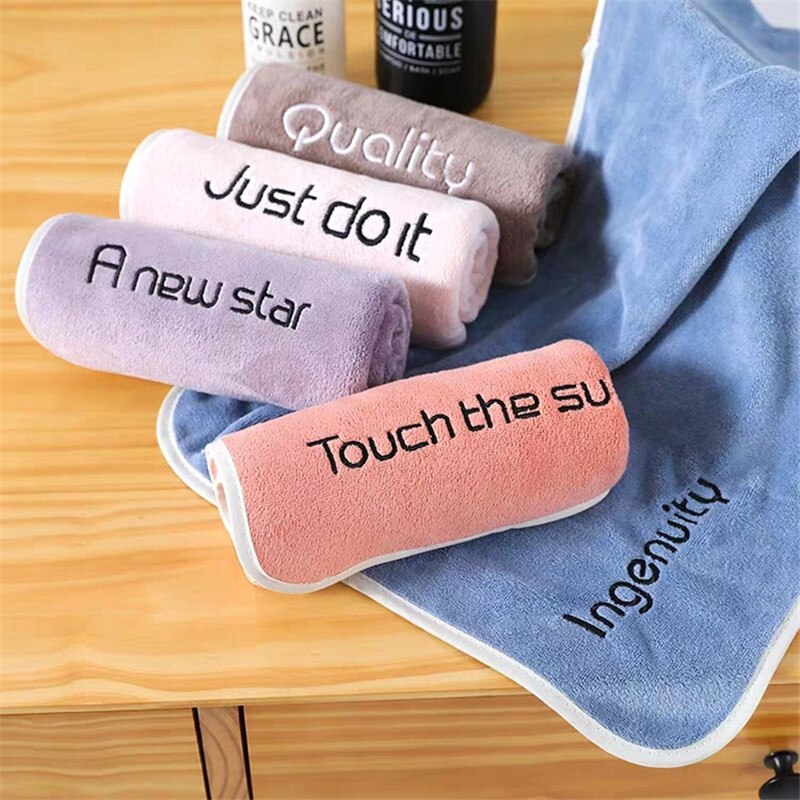 35*75cm Embroidery letter Towel Ultrafine Plain Fibe Face Towel Sport Bath hand Towel Bathroom For Home Hotel Cleaning Hand