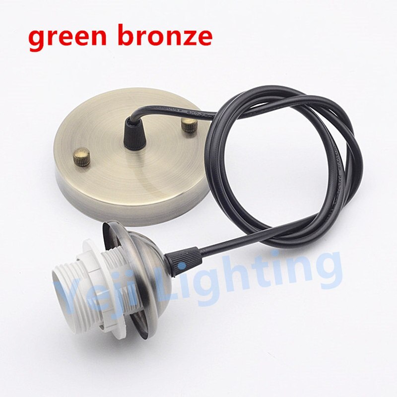 E27 fatninger plastik lampeholder med 1m ledninger loft rose baldakin lampe base til lysekrone led pendel ledning sæt gør det selv: Grøn bronze