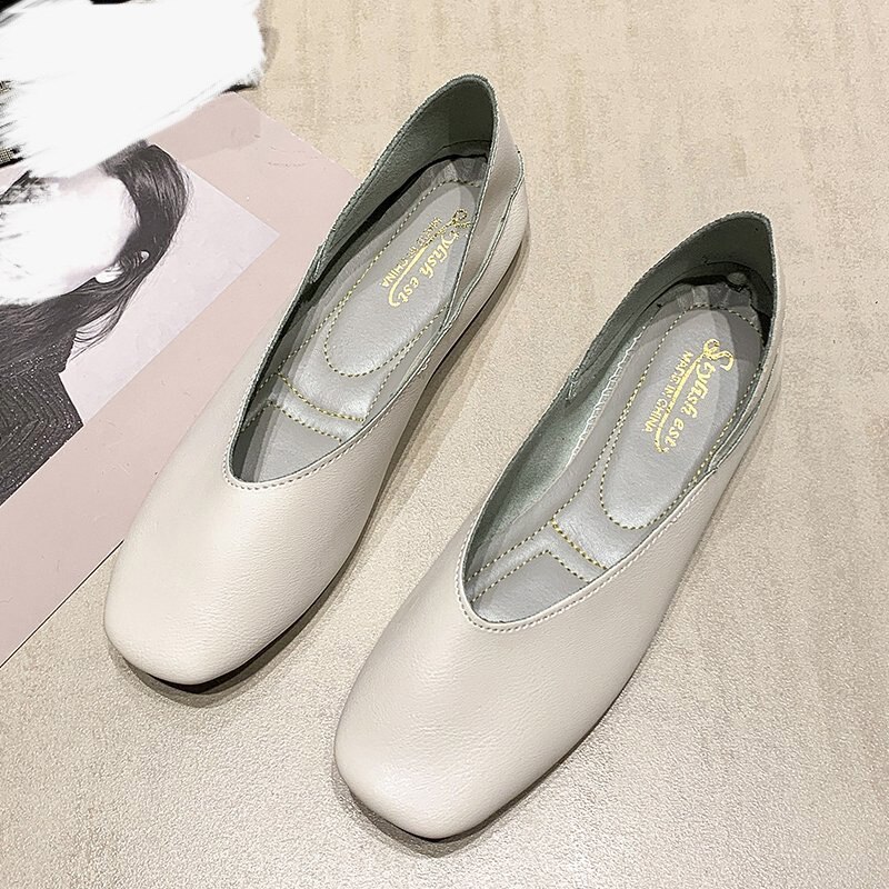 35-40 41 42 43 store flade sko til kvinder, bådsko til fede fødder: Beige / 37
