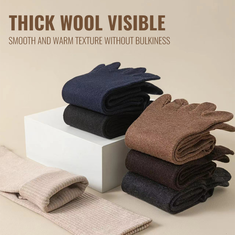MiiOW 5 pares de calcetines cálidos de lana Merino con cinco dedos, medias de Cachemira resistentes al frío con punta abierta, calcetines largos gruesos y calentados para invierno para hombre