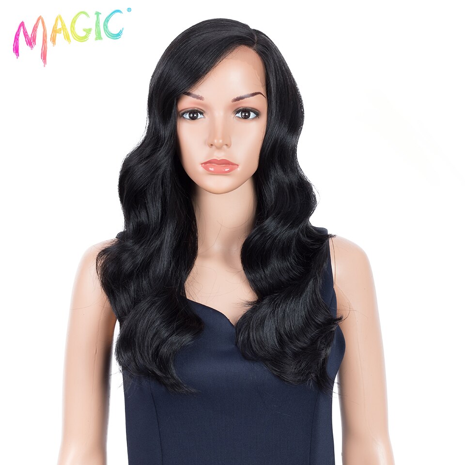 Magic Pruiken 22 "Inch Ombre Bruin Body Golvend Haar Hittebestendige Haar Deel Pruiken Synthetische Lace Front Pruiken Voor zwarte Vrouwen