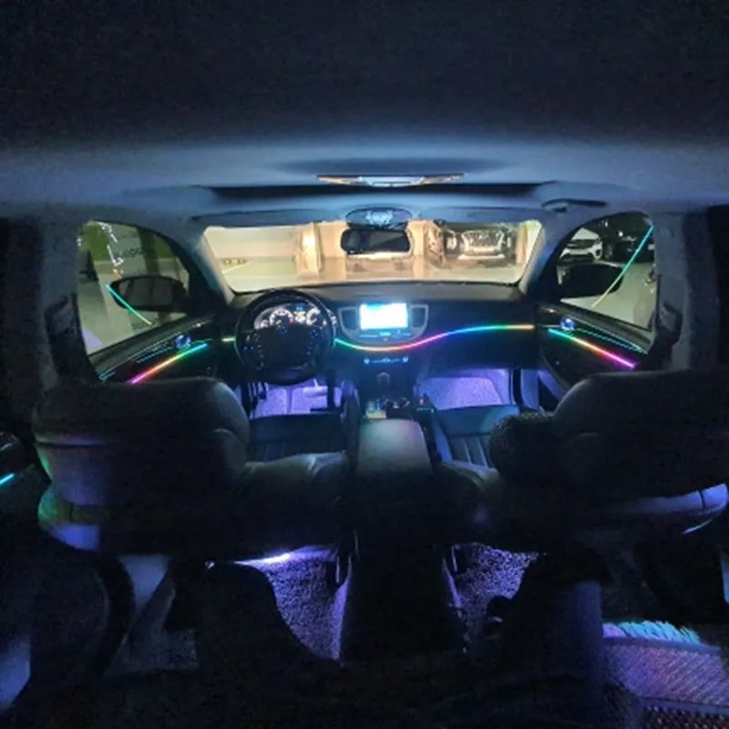 Universal- Symphonie Auto Umgebungslichter 64 RGB Auto Innenraum Acryl Lichtleiter Fiber Optik Auto Dekoration Atmosphäbetreffend Licht 18 in 1