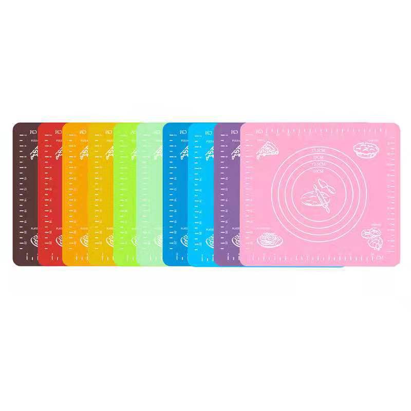 Multi-size Food Grade Silicone Kneading Pad, Baking Silicone Pad, Thickened Scaled Heat Insulation Chopping Board and Dough Pad: 29X26CM-Random color