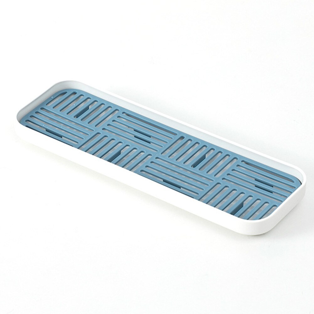 Accueil fruits légumes facile à nettoyer grilles séchage égouttoir à vaisselle évidé bac de rangement Double couches accessoire de cuisine: Blue S