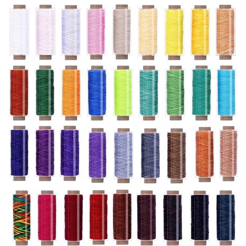 Kaobuy 36 farver vokset tråd læder sytråd, håndsyningstråd til håndsyning af læder og bogbinding