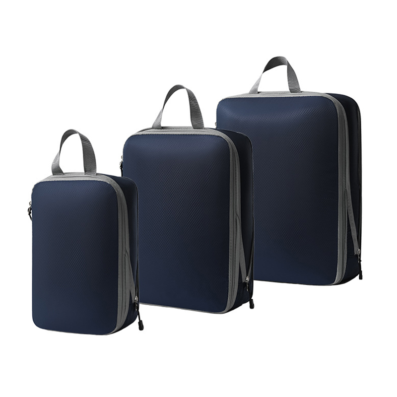 Gecomprimeerde verpakkingsblokjes Set 3-delige reiskleding organisator tas waterdichte samendrukbare koffer kleding organisator verpakkingstas: Blauw