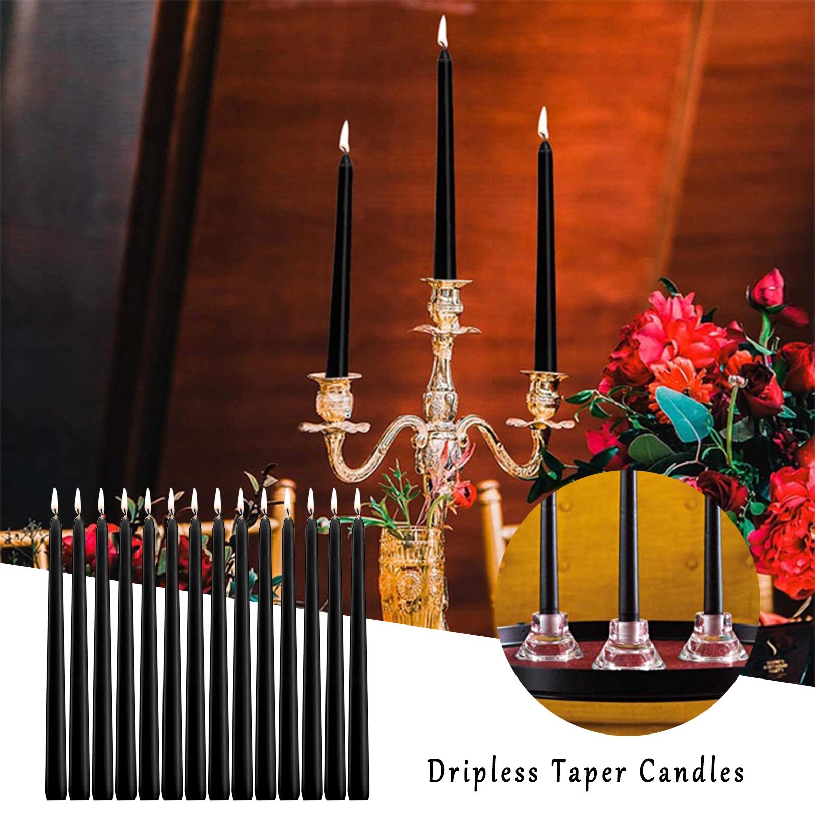 40# 10 Inch Taper Candles Set Of 14 Dripless Taper Candles And Unscented Candlestick Birthday Christmas Decoration Candles