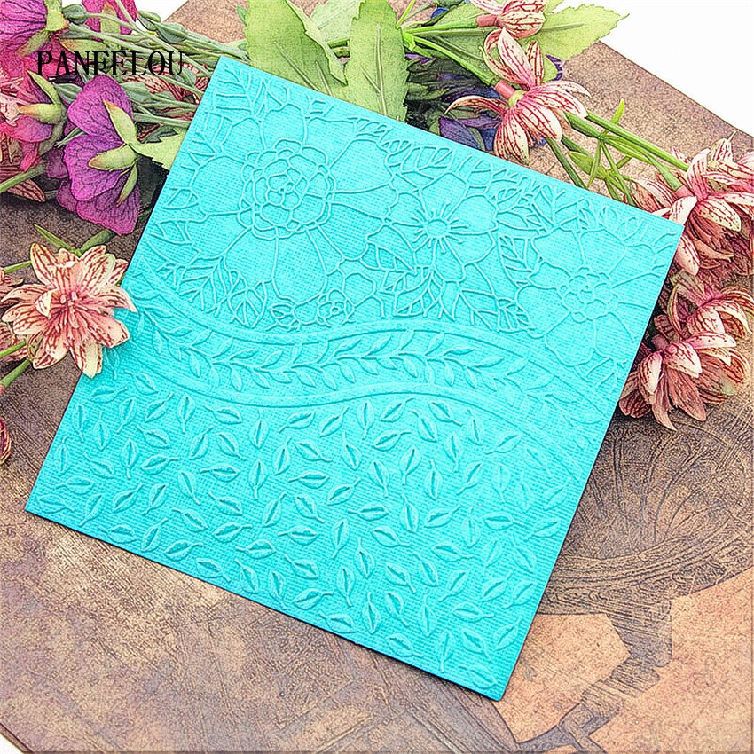 PANFELOU Large flowers and leaves Embossing folders Plastic For Scrapbooking DIY Template Fondant Cake Photo Album Card Making