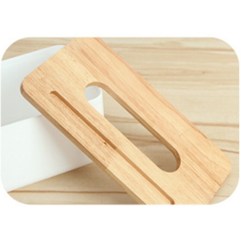 Oak Tissue Box Tissues Storage Container Mobile Phone Holder