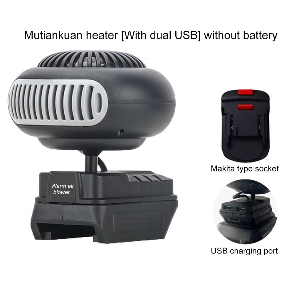 170W Fast-heating Electric Heater Mini Fan Battery Powered Small Space Heater Office Home Heater Fan for Cold Weather: WHITE