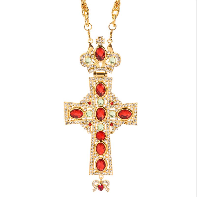 Gold Pectoral Cross russian greece crucifix religious necklace icon Byzantine Art and Orthodox Tradition holy cross priests