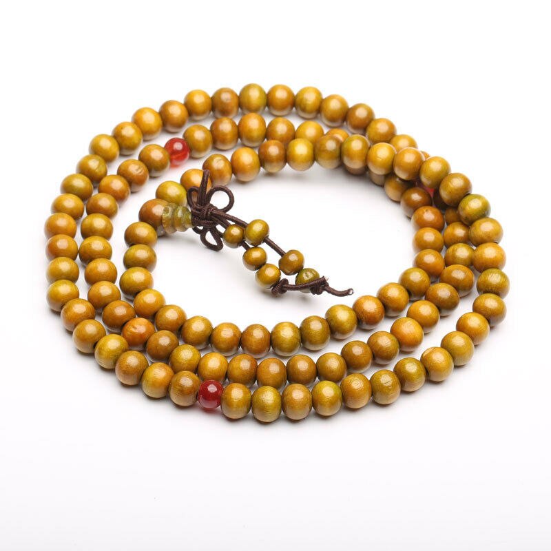 Collar de cuentas de madera para oración, budismo tibetano, 108