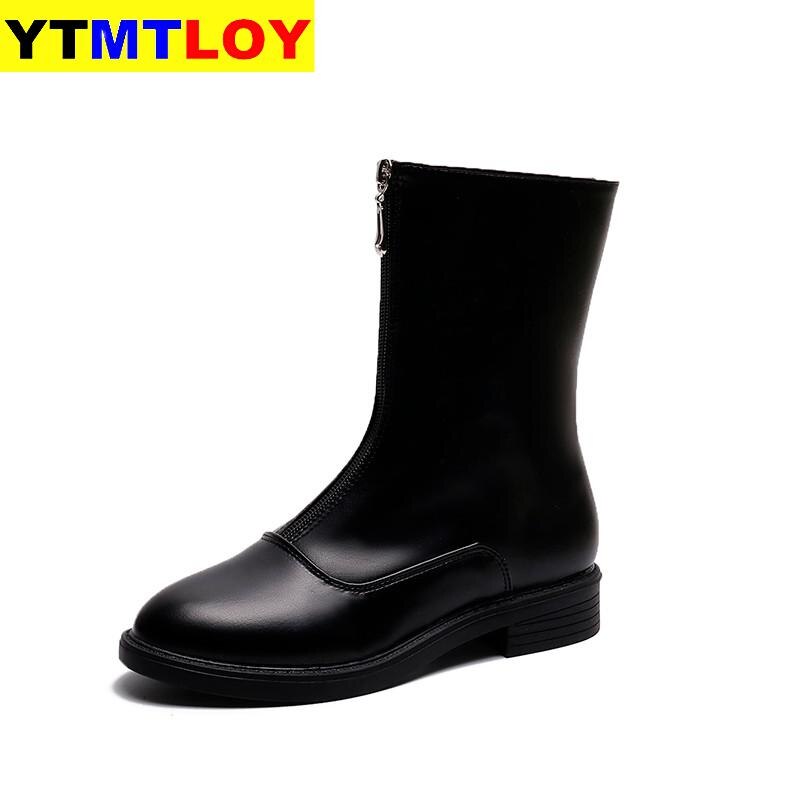 femmes bottes automne et hiver cheville nue bottes à fermeture éclair bout rond plate-forme-bas décontracté court chaussons blanc plate-forme bottes