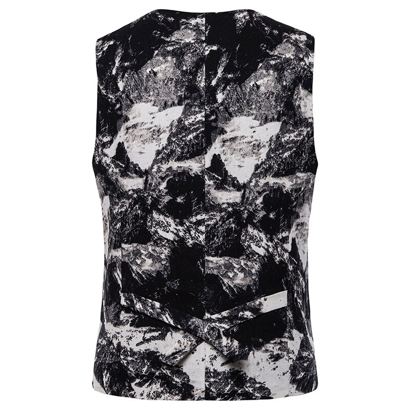 Printed vests Mens Casual Classic Trend Waistcoat party stage Suit Vest cotton linen Sleeveless Jacket Dress vest