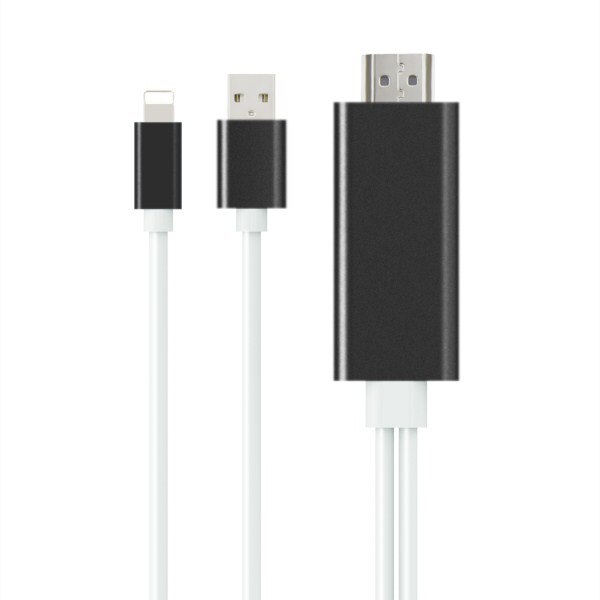 Cable HDMI para Cable Lightning a HDMI HDTV TV AV adaptador de Cable USB 1080 para el iPad de aire/iPad mini 2 3 4 iPhone X 8 7 6 6S Plus iOS: Black