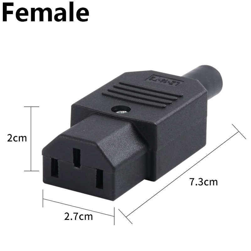 IEC Rechte Kabel Connector C13 C14 10A 250 V Zwarte vrouwelijke & mannelijke Plug Herbruikbare Power Connector 3 pin AC Socket: Army Green