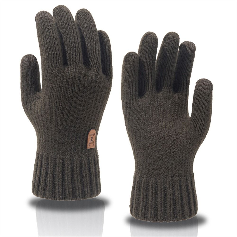 Guantes de punto de para hombre, manopla gruesa y cálida de lana y Cachemira, Color sólido, ideal para negocios, Invierno: Azul cielo
