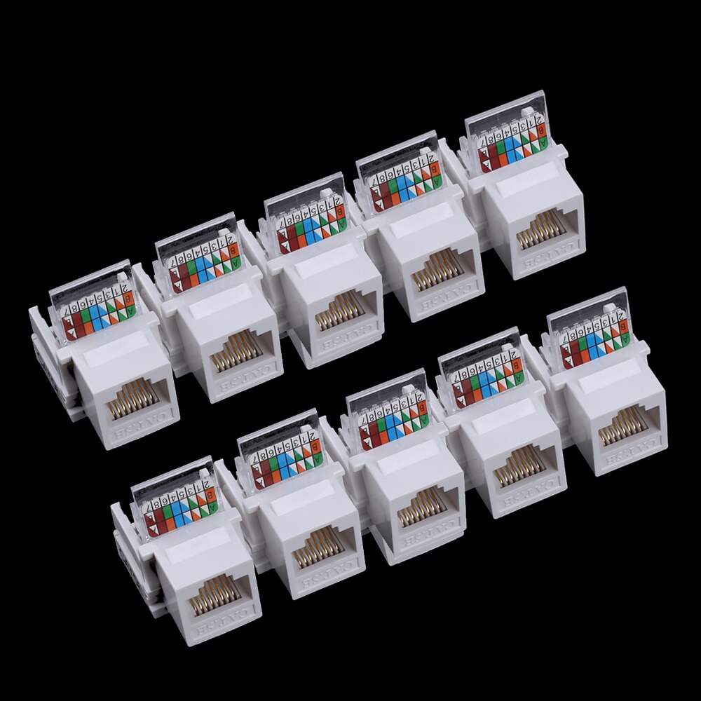10pcs Tool-free CAT5E UTP network module RJ45 connector Information socket Computer Outlet cable adapter Keystone Jack FOR AMP