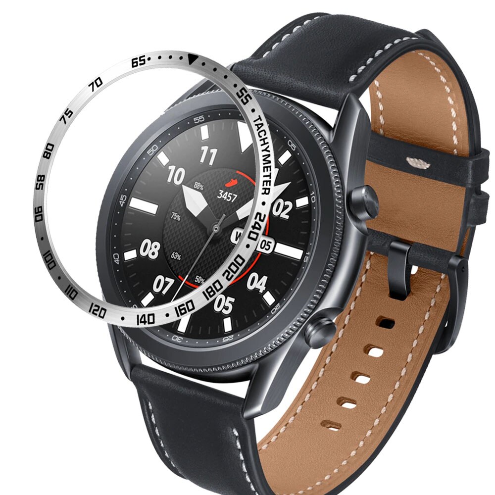 Galaxy watch 3 bezel ring 45mm 41mm for samsung galaxy watch 41mm 45mm bezel loop rustfritt stål deksel støtfanger anti riper: Sølv a / Galakse klokke 3 45mm