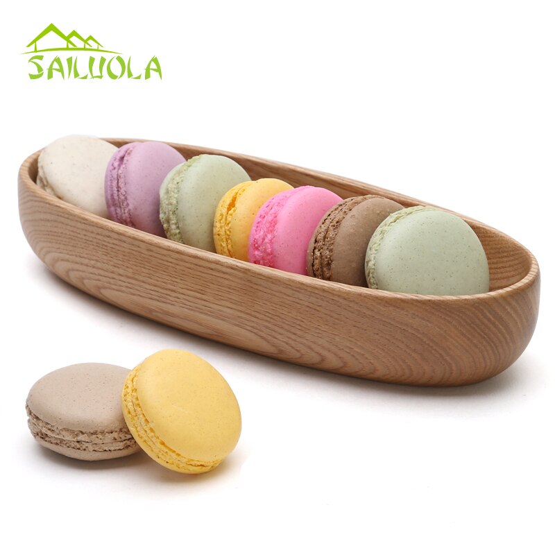 Japan Stijl Ovale Vorm Fruit Solid Houten Plaat Macaron Cookie Dozen Brood Maan Cake Case Lunchbox Servies