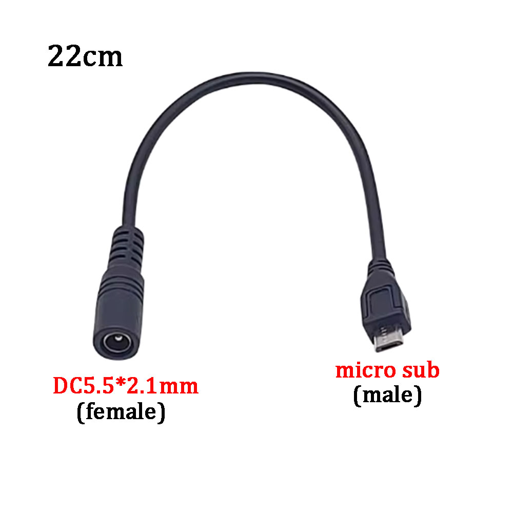 DC 5.5*2.1/3.5*1.35 Female Cables 5521 Power Jack DC Power Conector 5.5x2.1mm to Type-C /Micro/Mini USB Charging Cable Converter: Dark Grey