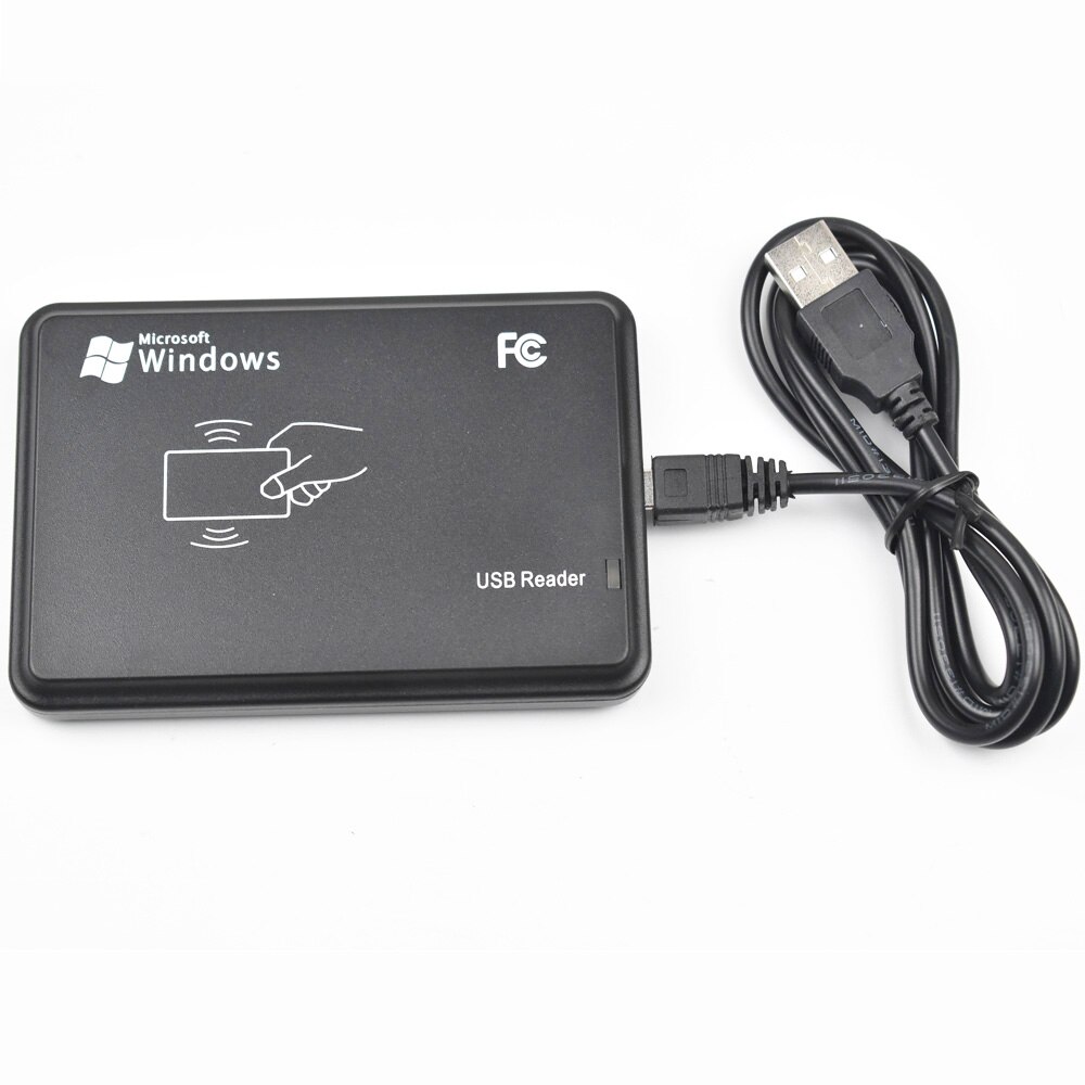 Sensor de proximidad USB, lector de tarjeta RFID inteligente NFC IC 14443A, 13,56 MHz, color negro, con Cable USB, no necesita controlador: Model 1