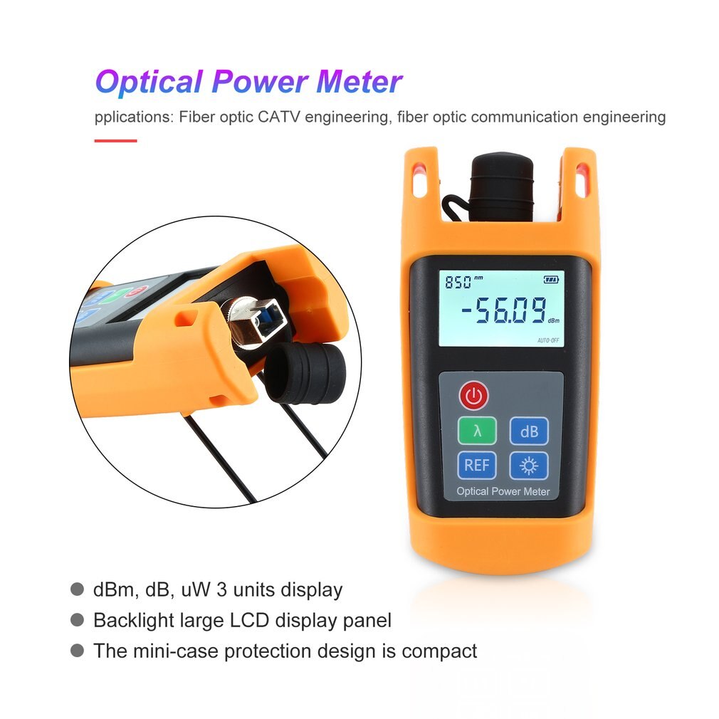 Optical Power Meter -70~+10 Fiber Optic Cable Tester Automatic shutdown For SC CATV Test dBm/ dB/ uW