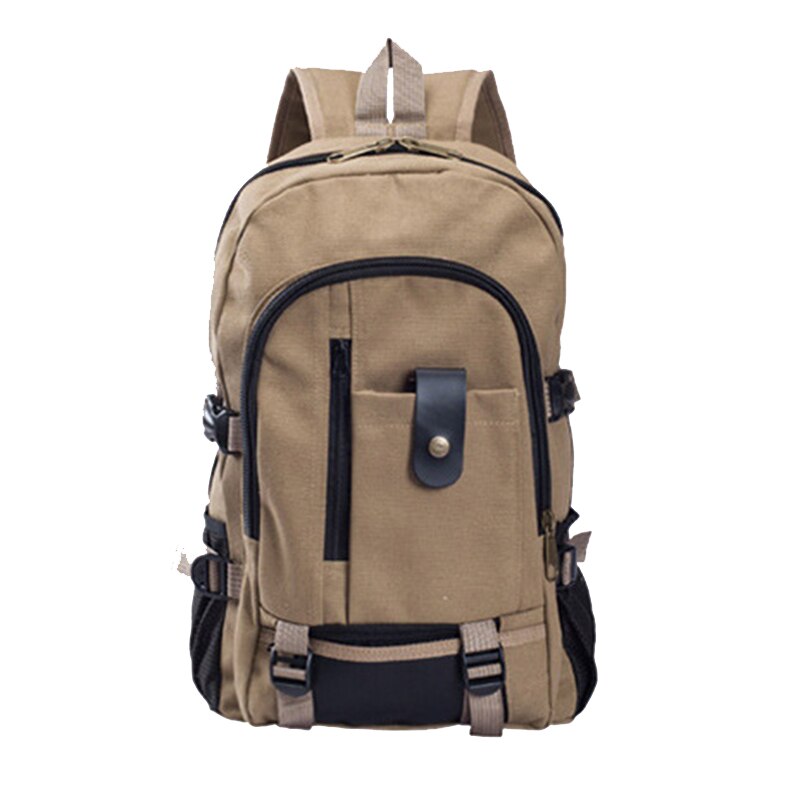 Adisputent Men's Canvas Backpack Leisure Travel Vintage Laptop Backpack Shoulder Bag Computer Functional Versatile Bags: Dark khaki