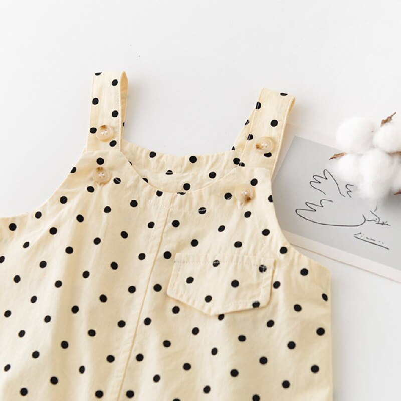 Bebê menina menino denim macacão primavera verão casual sólido polka dot suspender calças para recém-nascidos algodão sem mangas crianças roupas