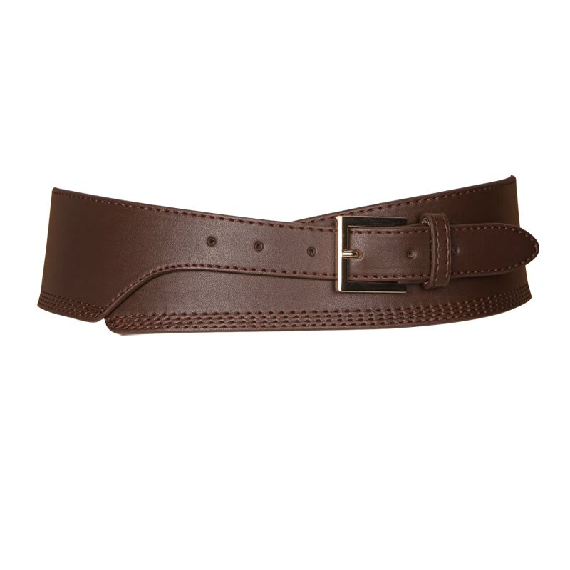 Spring Autumn Women Lady Color Soft Pu Leather Wide Belt Self Tie Wrap Waist Mujer Dress Pants pasek damski: coffee